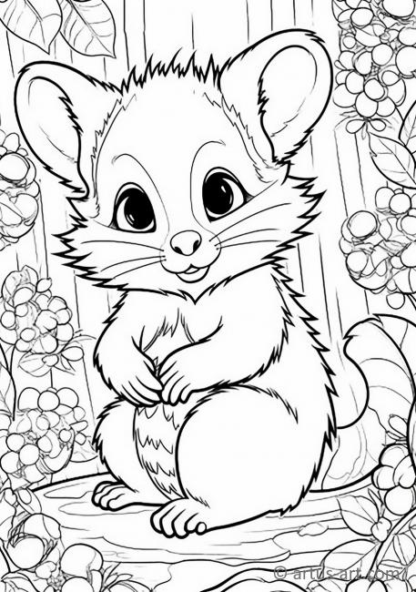 Cute Possum Coloring Page